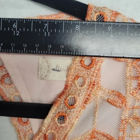 Altar'd State Orange Peach Embroidered Mesh Midi Dress Cutout Back Womens Medium - Picture 4 of 16